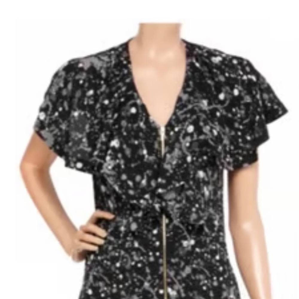 Tory Burch Black White Silk Blouse